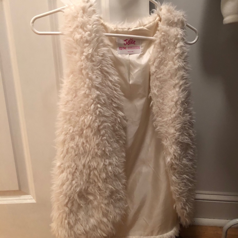 Fluffy white vest